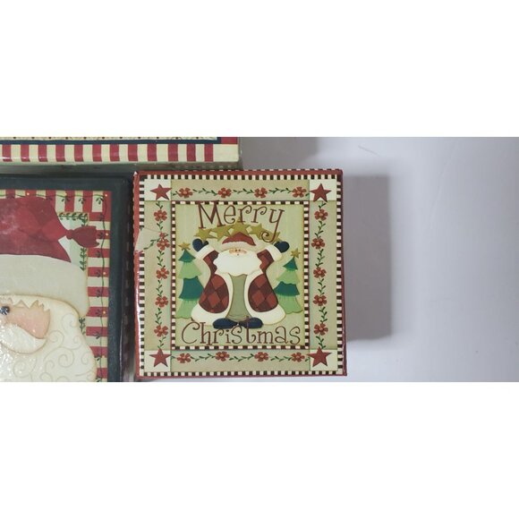 Set Of 3 Vintage Christmas Decorative Boxes With Joy To The World & Merry Christ - Picture 4 of 6